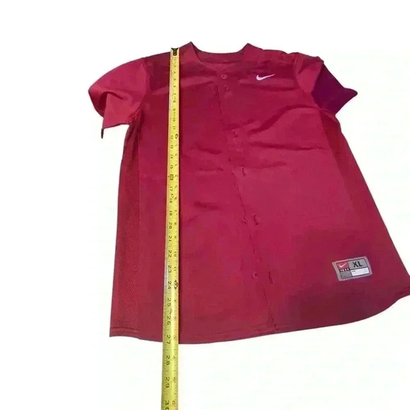NIKE Youth Maroon BASEBALL BUTTON UP JERSEY SIZE XL  short sleeve - Picture 4 of 6